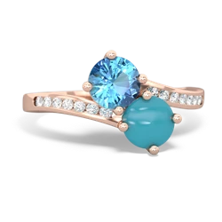 Blue Topaz Channel Set Two Stone 14K Rose Gold ring R5303