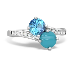 Blue Topaz Channel Set Two Stone 14K White Gold ring R5303