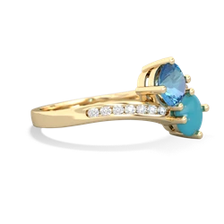 Blue Topaz Channel Set Two Stone 14K Yellow Gold ring R5303