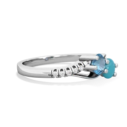 Blue Topaz Infinity Pave Two Stone 14K White Gold ring R5285