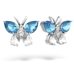 Blue Topaz Butterfly 14K White Gold earrings E2215