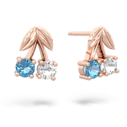 Blue Topaz Sweet Cherries 14K Rose Gold earrings E7001