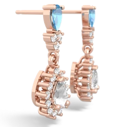 Blue Topaz Halo Pear Dangle 14K Rose Gold earrings E1882