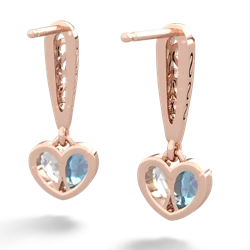 Blue Topaz Filligree Heart 14K Rose Gold earrings E5070