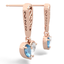 Blue Topaz Filligree Heart 14K Rose Gold earrings E5070