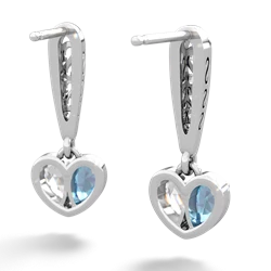 Blue Topaz Filligree Heart 14K White Gold earrings E5070