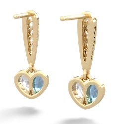 Blue Topaz Filligree Heart 14K Yellow Gold earrings E5070