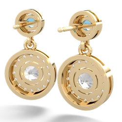 Blue Topaz Halo Dangle 14K Yellow Gold earrings E5319