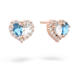 Blue Topaz Halo 14K Rose Gold earrings E7008
