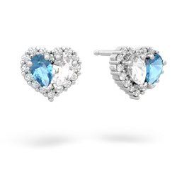 Blue Topaz Halo 14K White Gold earrings E7008