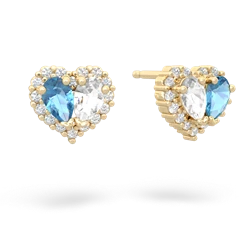 Blue Topaz Halo 14K Yellow Gold earrings E7008