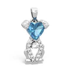 Blue Topaz Puppy Love 14K White Gold pendant P5800