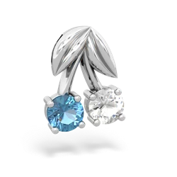 Blue Topaz Sweet Cherries 14K White Gold pendant P7001