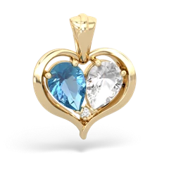 Blue Topaz Two Become One 14K Yellow Gold pendant P5330