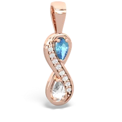Blue Topaz Diamond Infinity 14K Rose Gold pendant P5390