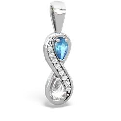 Blue Topaz Diamond Infinity 14K White Gold pendant P5390