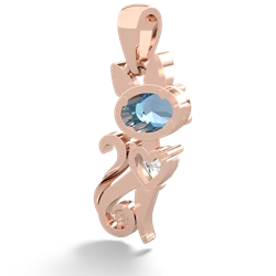 Blue Topaz Kitten 14K Rose Gold pendant P5780