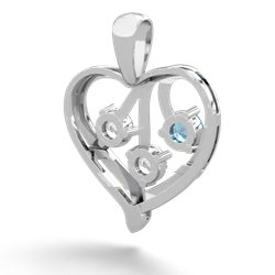 Blue Topaz Glowing Heart 14K White Gold pendant P2233