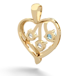 Blue Topaz Glowing Heart 14K Yellow Gold pendant P2233