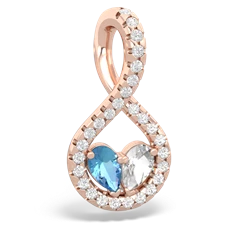 Blue Topaz Pave Twist 'One Heart' 14K Rose Gold pendant P5360