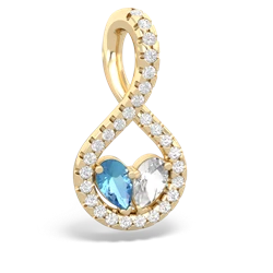 Blue Topaz Pave Twist 'One Heart' 14K Yellow Gold pendant P5360