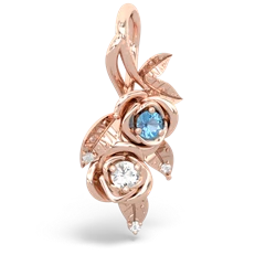 Blue Topaz Rose Vine 14K Rose Gold pendant P5680