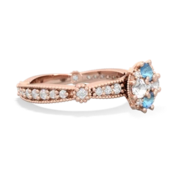 Blue Topaz Sparkling Tiara Cluster 14K Rose Gold ring R26293RD