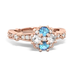Blue Topaz Sparkling Tiara Cluster 14K Rose Gold ring R26293RD