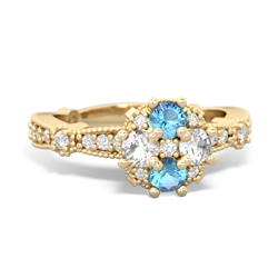 Blue Topaz Sparkling Tiara Cluster 14K Yellow Gold ring R26293RD