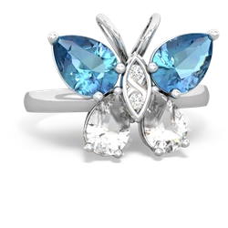 Blue Topaz Butterfly 14K White Gold ring R2215