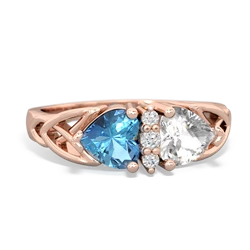 Blue Topaz Celtic Knot Double Heart 14K Rose Gold ring R5040