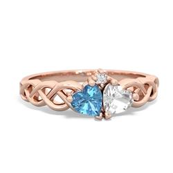 Blue Topaz Heart To Heart Braid 14K Rose Gold ring R5870