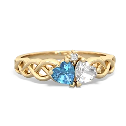 Blue Topaz Heart To Heart Braid 14K Yellow Gold ring R5870