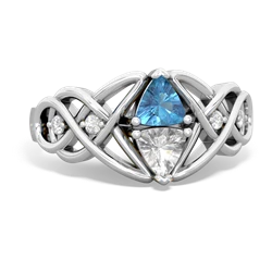 Blue Topaz Keepsake Celtic Knot 14K White Gold ring R5300