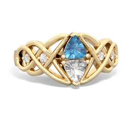 Blue Topaz Keepsake Celtic Knot 14K Yellow Gold ring R5300