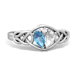 Blue Topaz Celtic Love Knot 14K White Gold ring R5420