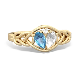 Blue Topaz Celtic Love Knot 14K Yellow Gold ring R5420