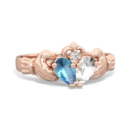 Blue Topaz 'Our Heart' Claddagh 14K Rose Gold ring R2388