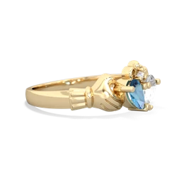 Blue Topaz 'Our Heart' Claddagh 14K Yellow Gold ring R2388