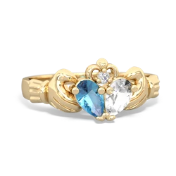 Blue Topaz 'Our Heart' Claddagh 14K Yellow Gold ring R2388