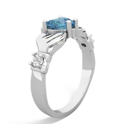 Blue Topaz Claddagh Keepsake 14K White Gold ring R5245