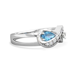 Blue Topaz Diamond Infinity 14K White Gold ring R5390