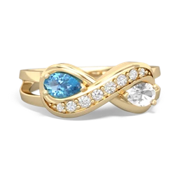 Blue Topaz Diamond Infinity 14K Yellow Gold ring R5390