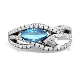 Blue Topaz Diamond Rivers 14K White Gold ring R3070