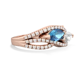 Blue Topaz Diamond Rivers 14K Rose Gold ring R3070