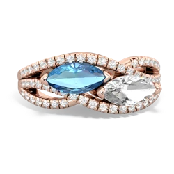 Blue Topaz Diamond Rivers 14K Rose Gold ring R3070