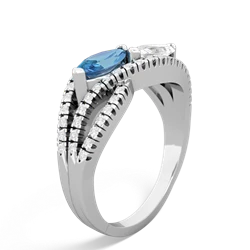 Blue Topaz Diamond Rivers 14K White Gold ring R3070