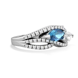 Blue Topaz Diamond Rivers 14K White Gold ring R3070