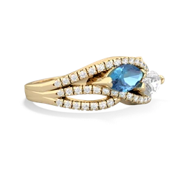 Blue Topaz Diamond Rivers 14K Yellow Gold ring R3070