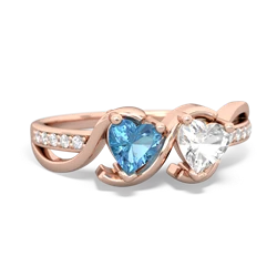 Blue Topaz Side By Side 14K Rose Gold ring R3090